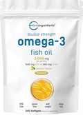 Micro Ingredients Omega 3 Fish Oil Supplements 3,000mg Per Serving, 240 Softgels | Lemon Flavored – Burpless | EPA 540mg + DHA 360mg | Deep Sea Fish