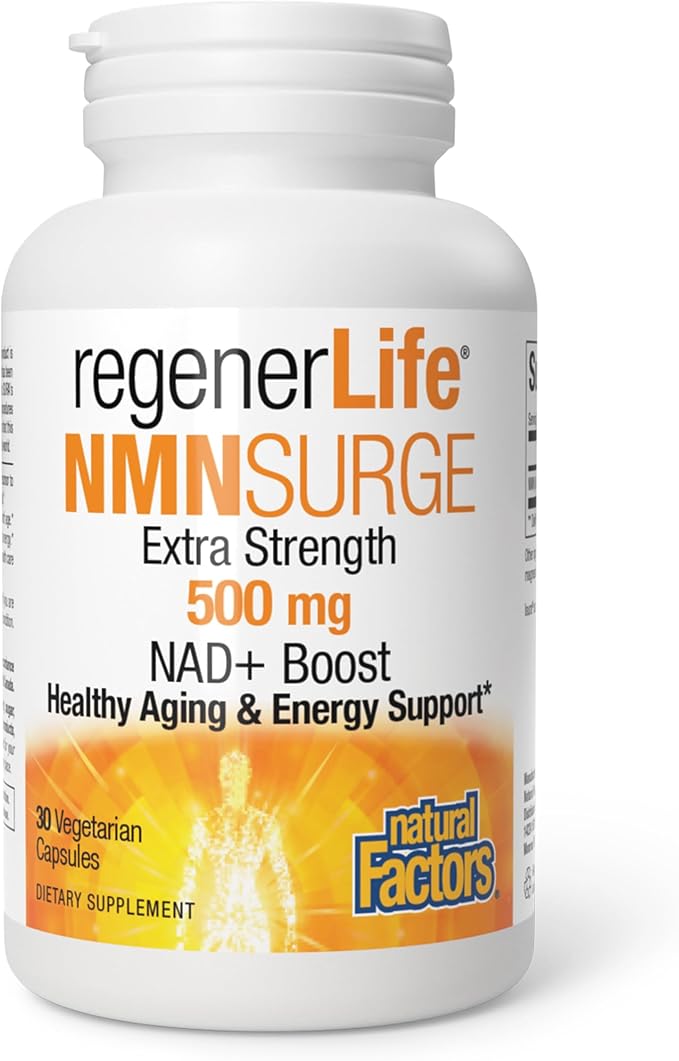 Natural Factors Regenerlife NMN NAD+ Boost, 500MG, 30 Vegetarian Capsules