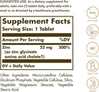 Solgar Chelated Zinc, 100 Tablets - Zinc for Healthy Skin - Supports Cell Growth & DNA Formation - Exerts Antioxidant Activity - Supports A Healthy Immune System - Non GMO, Gluten Free - 100 Servings