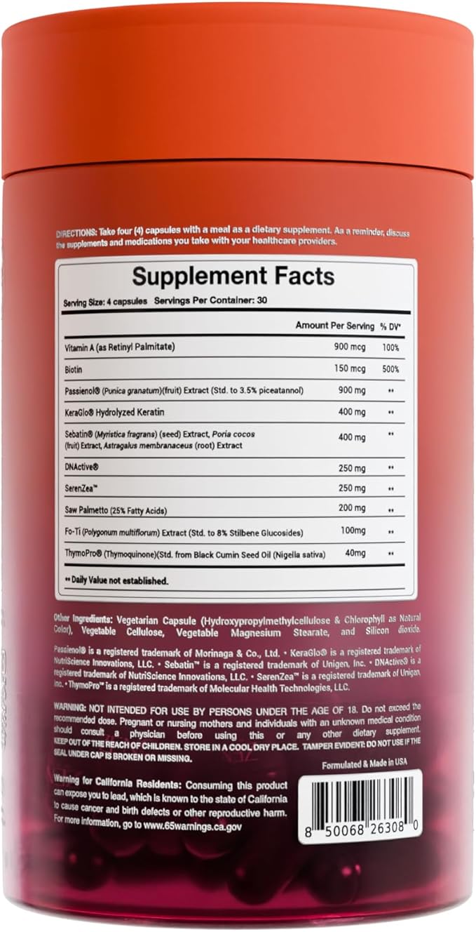 Zenos Health BeautyZen - Beauty Supplement for Hair Growth with DHT Blocker, Biotin Collagen Keratin & Antioxidants Supplement, Androgen Blocker, Anti Aging, Keratin Complex - Made in USA, 120 Caps