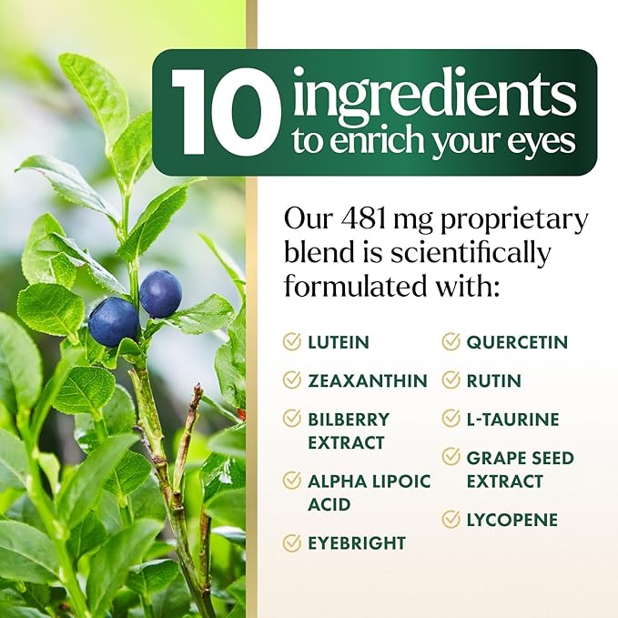 Eye Vitamins Supplements - 3x Strength Eye Health Vitamin with Lutein and Zeaxanthin - Vision Macular Health & Dry Eyes Support With Zinc, Vitamins C E & Minerals, Bottled in USA - 60 Capsules