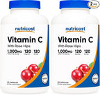 Nutricost Vitamin C with Rose Hips 1025mg, 120 Capsules - Vitamin C 1000mg, Rose Hips 25mg, Premium, Non-GMO, Gluten Free Supplement (Pack of 2)