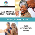 CoQ10 - Co-Enzyme Q10-200 mg - Excellent Value - 200 Caps - Quick Absorption - Veg. Caps - Non-GMO - Ubiquinone - Heart & Cellular Energy & Brain Supplement by Foxxy Doc