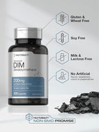 Horbäach DIM Supplement | 200mg | 200 Capsules | Diindolylmethane with Black Pepper Extract | Non-GMO, Gluten Free Formula