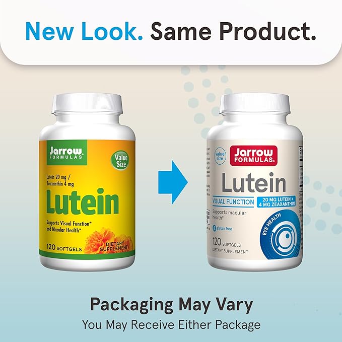 Jarrow Formulas Lutein 20 mg - 120 Softgels - Clinically Documented Eye Health & Support - With Zeaxanthin - 120 Servings