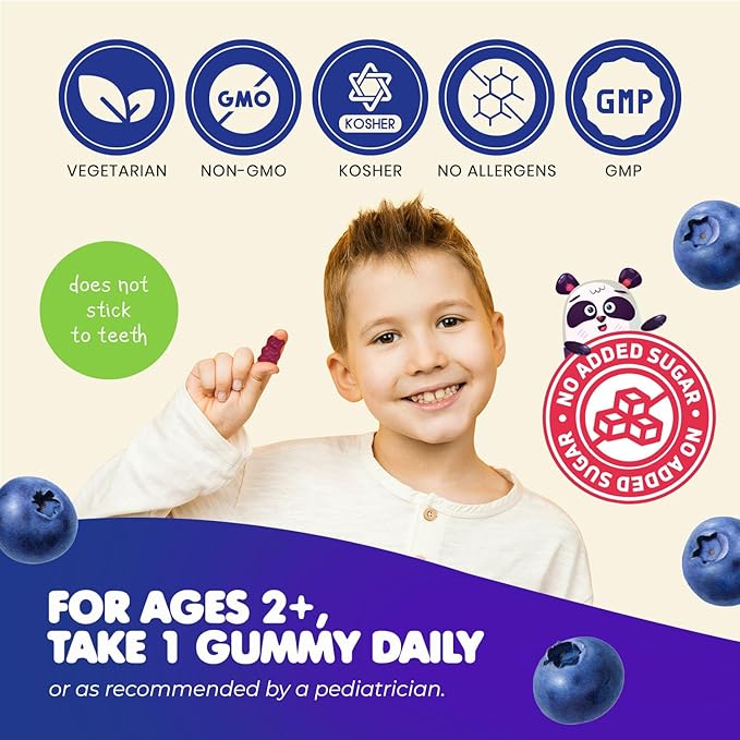 DR. MORITZ Sugar-Free Calm Magnesium Gummies for Kids and Adults - Non-GMO Magnesium Citrate Gummies - Blueberry Flavor - 1-Pack (60 Count)