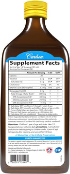 Carlson - Kid's The Very Finest Fish Oil, 800 mg Omega-3s, Liquid Fish Oil Supplement, Norwegian Fish Oil, Wild Caught, Sustainably Sourced Fish Oil Liquid, Lemon, 500 mL (16.9 Fl Oz)