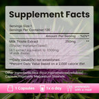 Milk Thistle Supplement1000mg,Max Strength Silymarin 4:1 Concentrated Extract,Support Immune, Non-GMO & Vegan - 120 Capsules,4 Months Supply