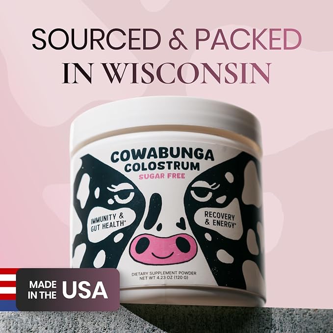 SonoHealth Cowabunga Colostrum - Premium, Pure & Unaltered Colostrum Powder Supplement - for Immune Support, Gut Health, Muscle Recovery & Wellness - Kosher & Halal Certified Calostro