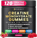 Creatine Monohydrate Gummies for Men & Women, 9000MG Creatine Gummies Sugar Free with L-Taurine, BCAA 2:1, B12 B6 for Boost Strength, Focus & Endurance, Vegan, Non-GMO, Raspberry 120pcs