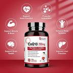 NATURE TARGET CoQ10-200mg with PQQ L-Carnitine & Omega-3s, High Absorption Coenzyme-Q10 with BioPerine, Supports Heart and Immune System, Cellular-Energy-Production, 120 Servings