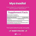 Healthfare Myo Inositol Supplement, 2600mg | 200 Veg Capsules | Ultra Strength | Healthy Ovarian Support for Women | Vitamin B8 for Women