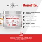 Testosterone Booster for Men with Fadogia Agrestis 1000mg Per Serving - Improve Natural Testosterone production, Increase Energy and Muscle Growth - Testosterone Supplement for Men (60 Capsules)