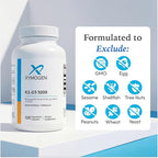 XYMOGEN K2-D3 5000 - Vitamin D3 K2 - Bioavailable Vitamin D 5000 IU (Cholecalciferol) with MK-7 - Heart, Arterial, Bone Health + Immune Support Supplement (120 Capsules)
