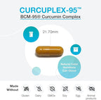 XYMOGEN CurcuPlex-95 - Turmeric Curcumin Supplement for Daily Brain Support* - Enhanced Bioavailability - Non-GMO, Gluten-Free, Vegan - 60 Capsules