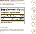 Enhanced Potency Biotin 1Vitamin 000 mcg 100 Veg Capsules