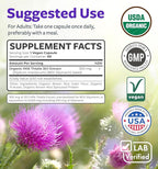 USDA Organic Milk Thistle Capsules - 80% Silymarin Supplement for Liver Support- Super Concentrated 300mg of 30:1 Milk Thistle Extract Equivalent to 9,000mg - Milk Thistle Liver Detox 60 Day Supply