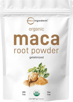 Micro Ingredients Organic Maca Root Powder, 2 Pound, Gelatinized for Better Absorption, Rich in Antioxidants, No GMOs, Vegan Friendly and Peru Origin