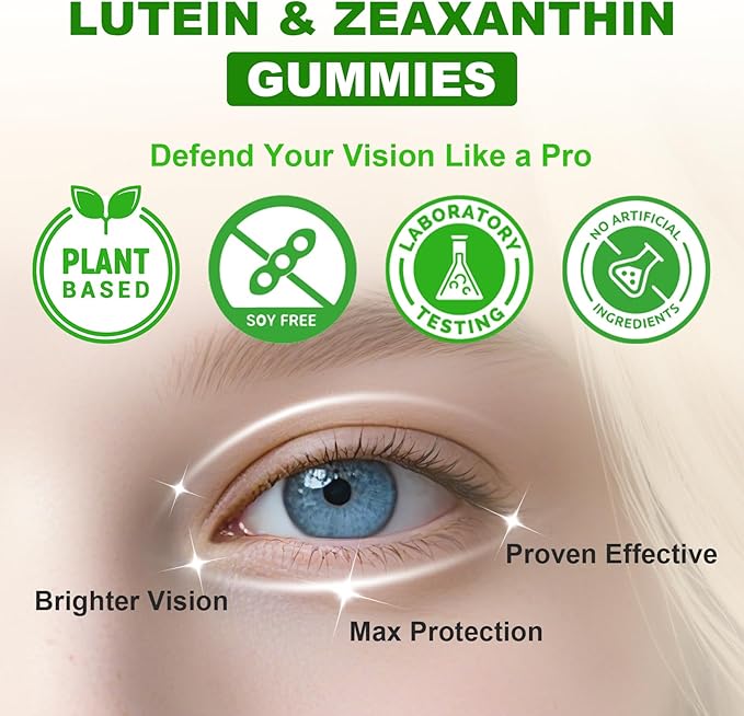 Sugar Free Lutein Gummies 25mg, Lutein and Zeaxanthin Supplements for Eye Health, 13-in-1 Eye Care Formula with Omega-3 Bilberry Saffron-Vision Health, Eye Strain, Dry Eyes, Vegan Mango Flavor 120 Ct