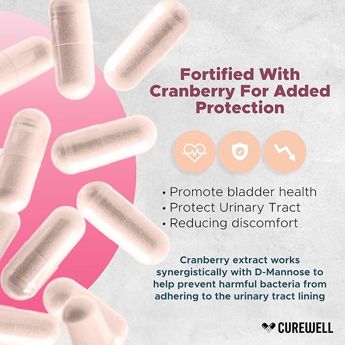 D-Mannose & Cranberry 1300mg (120 Capsules) | Vegan & Non-GMO Urinary Tract Health Supplement | UTI Defense & Bladder Support | Natural Urinary Cleanse & Immune Support | Pack of 2