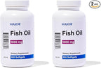 MAJOR Omega-3 Fish Oil - Fish Oil Supplement 1000mg - 100 Softgels (2-Pack)