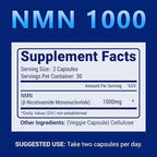 NMN 1000mg Per Serving Maximum Strength - 99% Pure NMN (Nicotinamide Mononucleotide) for NAD, Cell, Immune, Energy, Anti-Aging & Longevity, Stabilized NMN Supplements 1000mg - 240 Veggie Capsules