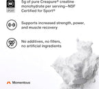 Momentous Creatine Lemon Monohydrate Powder - Creatine Powder - Supports Strength, Lean Muscle, & Recovery for Men & Women - NSF Certified for Sport - 6.49 g per Serving - 15 Servings