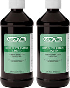 GeriCare High Potency Liquid Iron Supplement | Liquid Iron for Adults | for Anemia and Iron Deficiency | 220mg of Iron Per 5mL Dose. (Pack of 2)