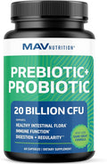 Prebiotics and Probiotics for Women & Men | Pre and Probiotics for Gut Health & Bloating Relief | Synbiotic with 20 Billion CFU Lactobacillus & Bifidobacterium | Shelf-Stable | Vegetarian | 60 Ct.