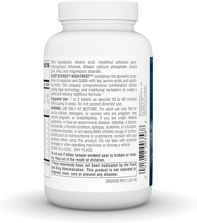 Source Naturals Sleep Science NightRest with Melatonin - BioAligned MultiNutrient & Herb Complex, for Rest & Relaxation Support* - 100 Tablets