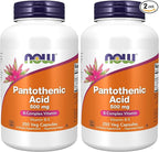 NOW Foods Supplements,Pantothenic Acid (Vitamin B-5) 500 mg,B-Complex Vitamin,250 Capsules (Pack of 2)