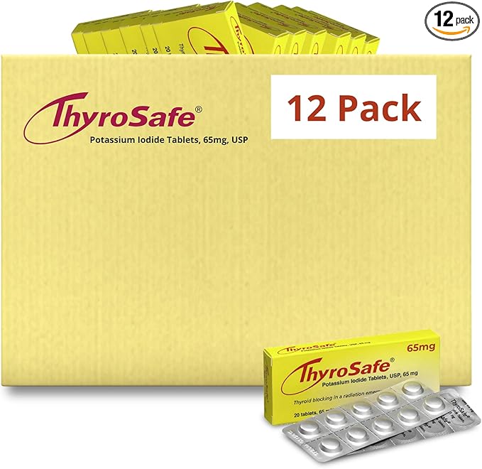65mg Potassium Iodide Tablets (240 Pack) - Protects Your Thyroid from Nuclear Radiation Exposure