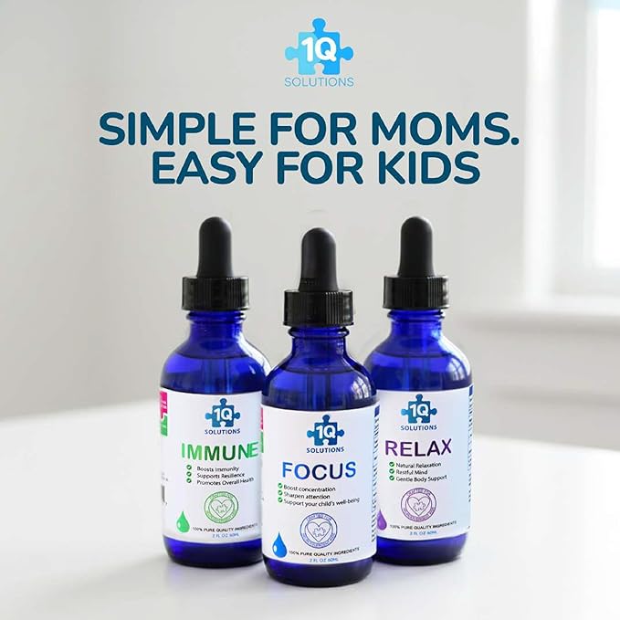 1Q Focus – Liquid Cognitive & Brain Support Natural Drops for Kids | Acetyl L-Carnitine + B1, B6, B12 & Folate | Sugar-Free, Vegan, Non-GMO, Gluten-Free | Advanced Absorption | 2 fl oz 30 Servings