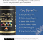 Calcium 1200 mg with Vitamin D3 Gummies, Calcium Citrate Supplements for Women & Men with Magnesium, Zinc, Vitamin D3 & K2, Potassium, Chews for Bone Strength & Muscle Support, Sugar Free, Vegan