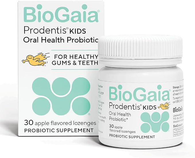 BioGaia Prodentis Kids | Dental Probiotics for Teeth and Gums | Promotes Good Oral Health & Gut Health Too | Oral Probiotics | 30 Apple-Flavored Lozenges | 1-Pack