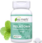 EZ Melts Melatonin - Sleep Support Supplement - No Artificial Flavors - Non-GMO & Sugar-Free - Cool Mint - 60 Dissolvable Tablets (60 Servings)