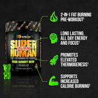 ALPHA LION Superhuman Burn, 2 in 1 Metabolism Booster Pre Workout and Men's Thermogenic Fat Burner, Sour Gummy Bear (Hulk Juice), Package Varies