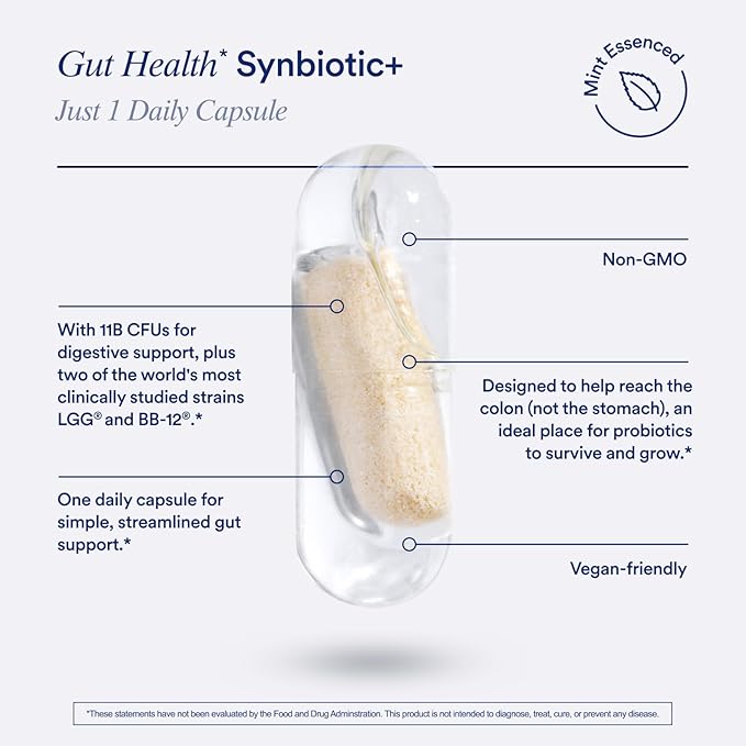 Ritual Synbiotic - Complete 3-in-1 Probiotic, Prebiotic, Postbiotic** - for Women and Men - to Support Gut, Digestive Health, Regularity, Bloating** - Vegan - One Daily Capsule - Mint - 30 Servings