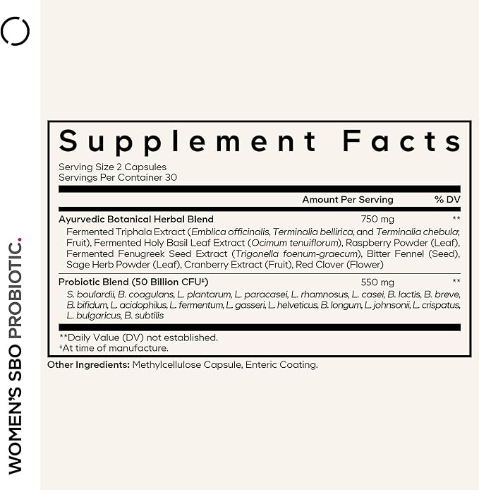 Codeage Women’s Probiotics Supplement - 50 Billion CFUs - SBO Probiotics & Prebiotics - Cranberries - Feminine Health - Fermented Botanical Blend, Whole Food Supplement - Vegan, Non-GMO - 2 Pack