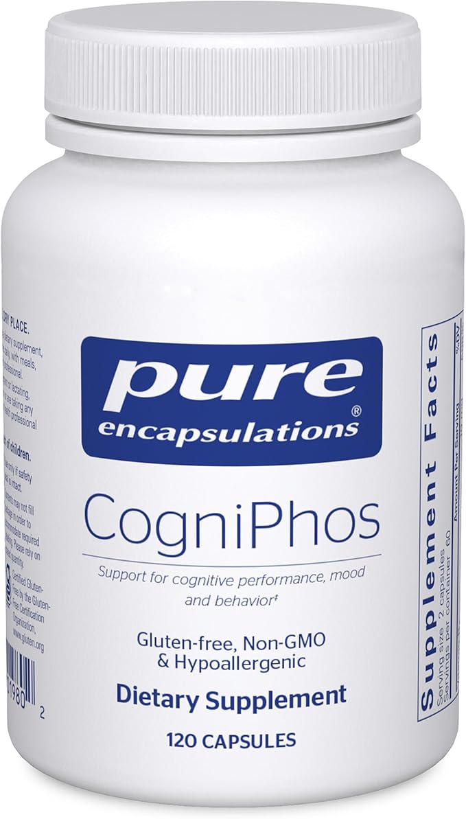 Pure Encapsulations CogniPhos - Acetyl-L-Carnitine Supplement with Cognizin Citicoline & Phosphatidylserine - Supports Memory & Positive Mindset - Vitamin B6 & Zinc - Gluten-Free - 120 Capsules
