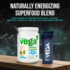 Vega Premium Protein + Supergreens, Vanilla – 20g Vegan Protein, Dairy & Gluten Free, 19.2 oz (18 Servings)