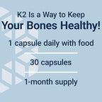 Life Extension Mega Vitamin K2 High Potency for Strong Bones, clinically studied 45 mg K2 dosage, promotes healthy bone density, gluten-free, non-GMO, 30 capsules