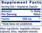 Life Extension Taurine, Pure Taurine Amino Acid Supplement, Heart, Liver and Brain Health, Longevity, Muscle and Exercise, 1000 mg dose, Non-GMO, Gluten-Free, Vegetarian, 90 Vegetarian Capsules