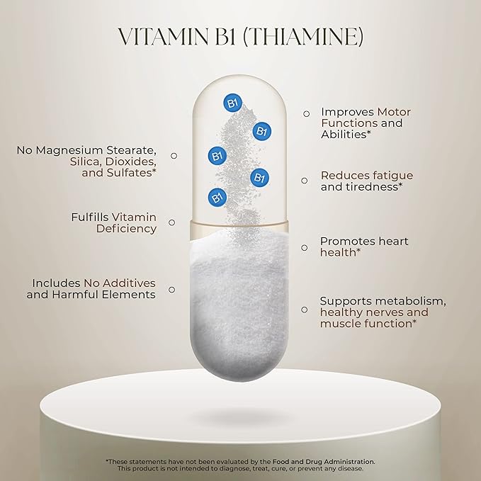 Dr. Clark Vitamin B1 Thiamine 400mg Supplement -Thiamine B1 Supplement for Healthy Nervous System & Energy Metabolism, Gluten-Free, Dairy Free - 100 Gelatin Capsules