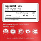 Lycopene Supplement for Men 60mg, 120 Capsules, Natural Tomato Extract Powder, 4 Month Supply, 100% Veg Lycopene Complex, Non-GMO and Gluten Free Carotenoid Supplement