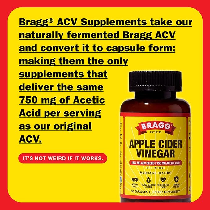 Bragg Apple Cider Vinegar Capsules (2pk) with Vitamin D and Zinc Renew Apple Cider Vinegar Capsules with Phytoceramides