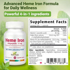 NEW ROOTS HERBAL Heme Iron Supplement | 4-in-1 Formula with Vitamin C, B12, Folate for Best Absorption | Raise Hemoglobin & Ferritin for Women & Men, Low-FODMAP (30 Capsules)