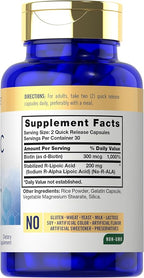 Carlyle R-Lipoic Acid 200mg | 60 Capsules | Stabilized RLA with Biotin | Non-GMO, Gluten Free
