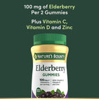 Nature's Bounty Elderberry Gummies, Dietary Supplement, Supports Immune Health, Contains Vitamin A, C, D, E and Zinc, 100 mg, 70 Gummies