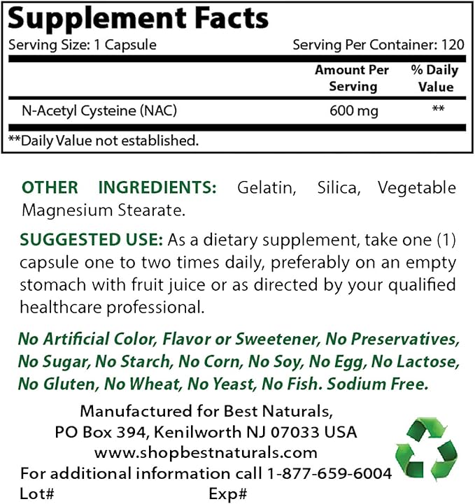Best Naturals NAC 600 mg & Alpha Lipoic Acid 600 mg